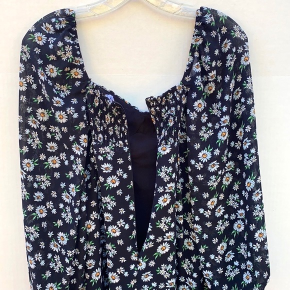 Princess Polly Womens Size 0 Delaney floral black mini dress balloon sleeves - Picture 10 of 11